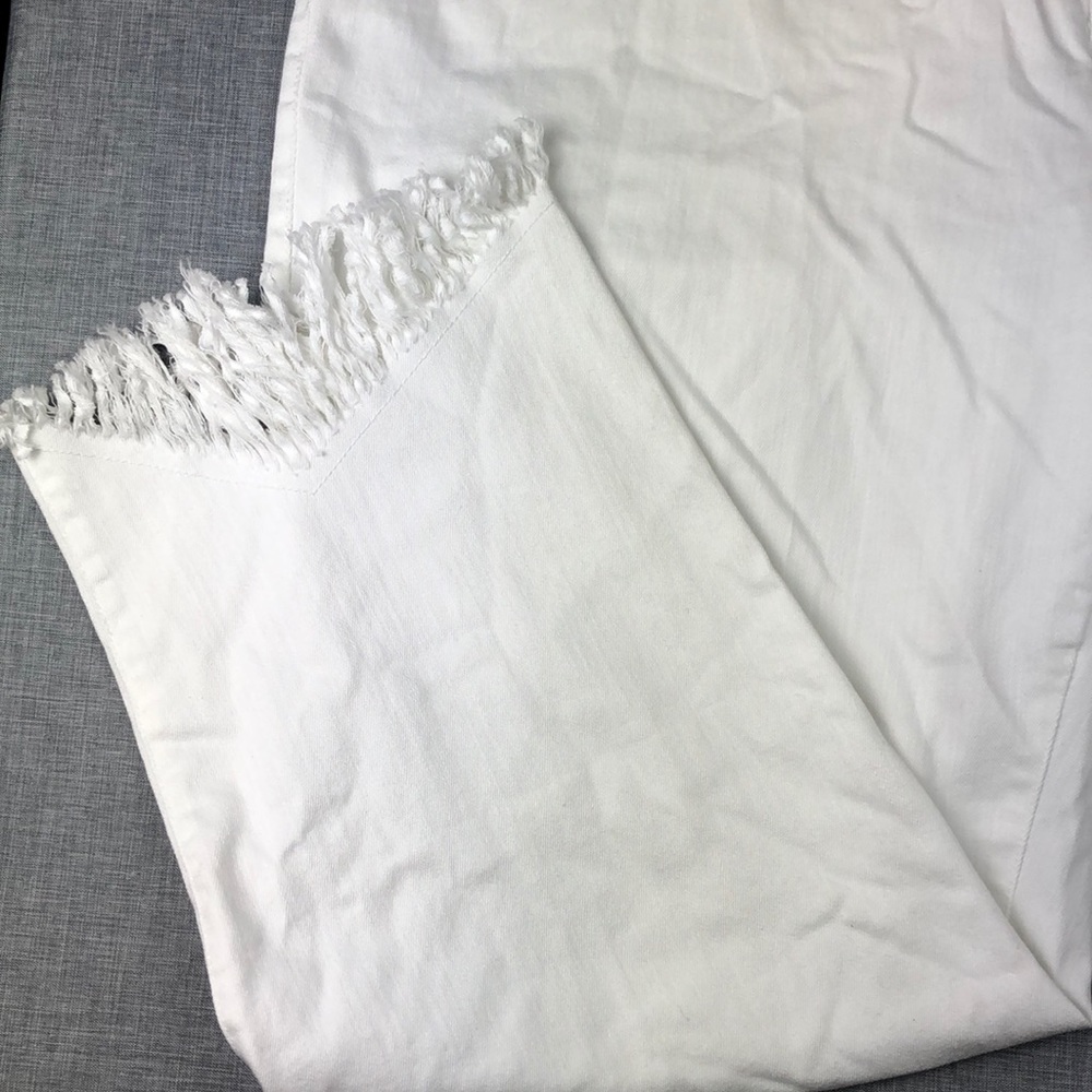 INC White Fringed Cropped Jeans Plus Size - Picture 3 of 6